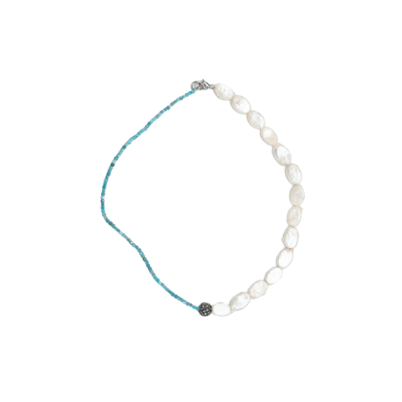 Aquamarine and baroque pearls  necklace