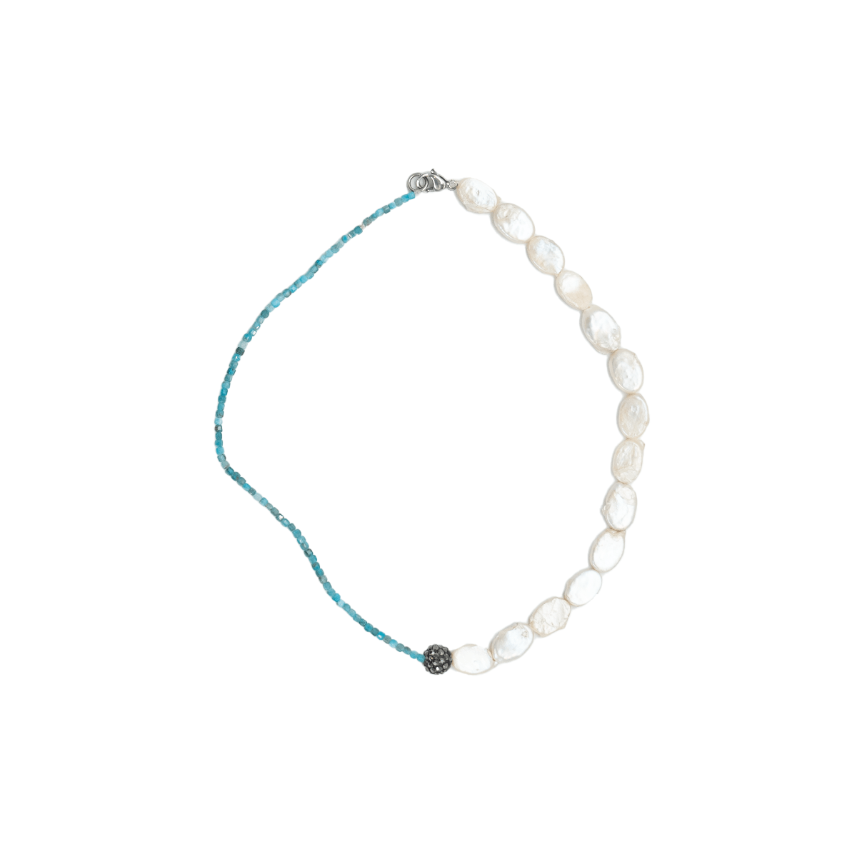 Aquamarine and baroque pearls  necklace