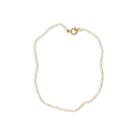 White pearls, silver broches