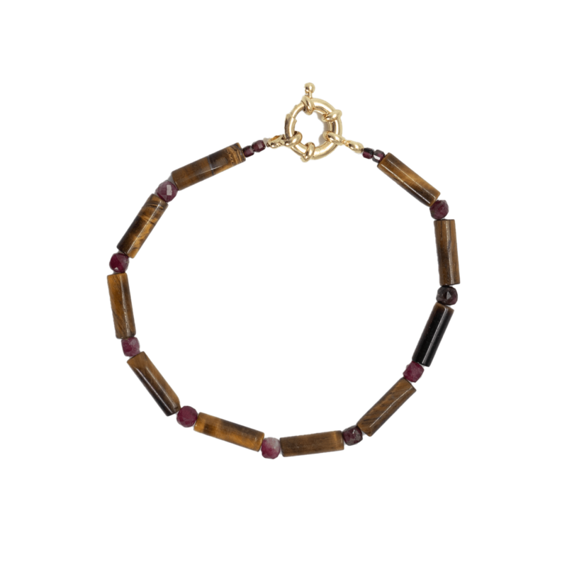 Handmade bracelet with rubin and tiger eye