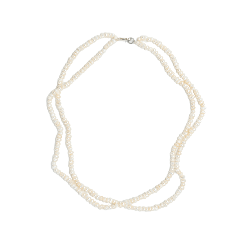 Handmade white pearls necklace