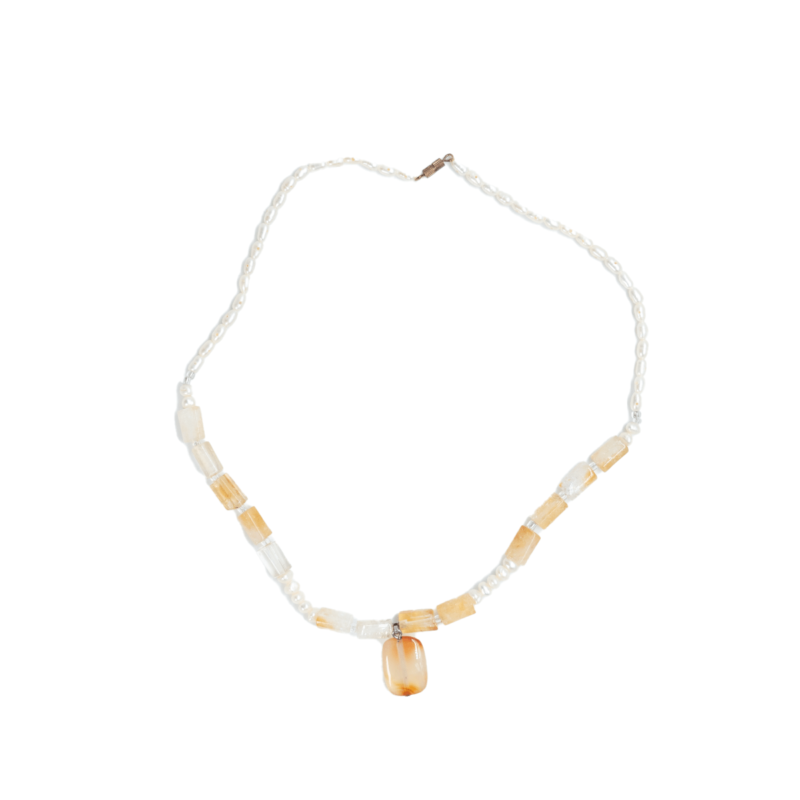 Handmade Necklace with pearls and citrine